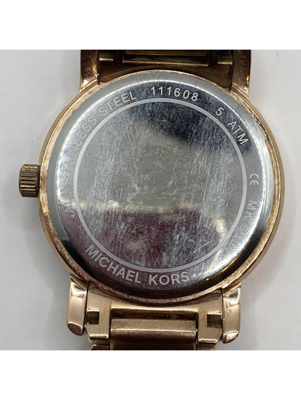 Michael Kors MK3394 Runway Rose Gold Crystal Pave Glitz Oversized MK Logo Watch - Picture 6 of 9